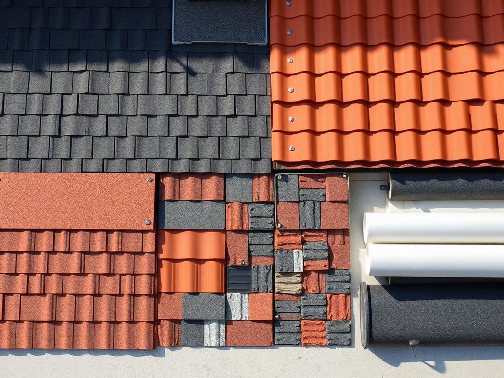 Close view of shingle and tile roofing options